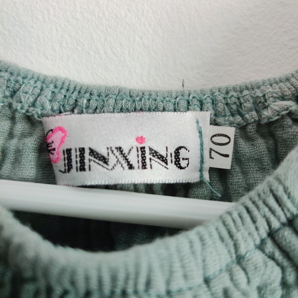 Mint Ruffle Linen Onesie - Picture 4 of 5